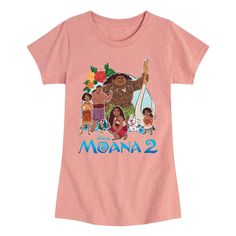 Moana 2 - Moana Group - Girl's Toddler And Youth Fitted Short Sleeve Graphic T-Shirt - Celebrate the essence of Disney's Moana with officially licensed apparel featuring unique designs crafted exclusively by Hybrid Apparel. Each piece brings beloved characters, iconic imagery, and memorable moments to life, offering Moana fans a one-of-a-kind way to showcase their passion. Moana 2, Desert Pink, Disney Moana, 2 Girl, T Shirt Costumes, Top Graphic Tees, Kids Outfits Girls, How To Show Love, Toddler Girl Outfits