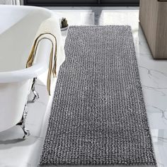 PRICES MAY VARY. Soft Large Bath Mat: Our bath mat features ultra-soft chenille, the outer layer is cozy to stand on. The bath rug offers exceptional comfort and support on your feet like a fancy bathrobe from a high-end hotel when you're stepping out of the bathroom Ultra Absorbent and Fast Dry: Not only is the bathroom rug runner incredibly soft, but it also absorbs water from your feet very quickly. When you step out of the shower and onto this bathroom rug runner, your feet will dry in secon Large Bathroom Rug Ideas, Long Bathroom Rugs, Luxury Bathroom Rug, Large Bathroom Rugs, Grey Bathroom Rugs, Bath Runner Rugs, Luxury Bath Mats, Bathroom Runner Rug, Large Bathroom