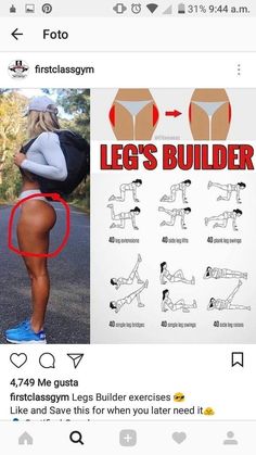 an instagraming post with the caption leg's builder