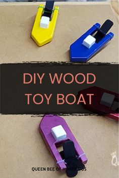 diy wood toy boat made out of wooden pegs with text overlay reading diy wood toy boat