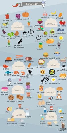 an info poster showing different types of food and drinks in the world's top ten languages