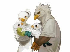 an illustration of two bald eagles holding their babies