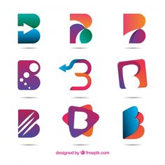 various abstract shapes with different colors and sizes on the bottom half of each letter, including one