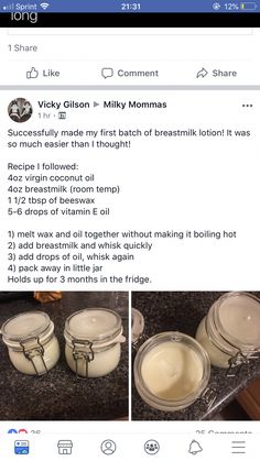 an instagram page with two jars and one jar filled with cream