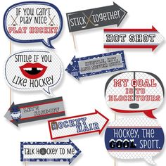 hockey party photo booth props - set of 12