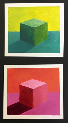 two paintings with different colors and shapes