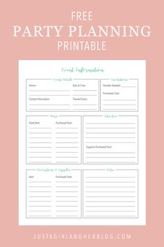 the free party planning printable