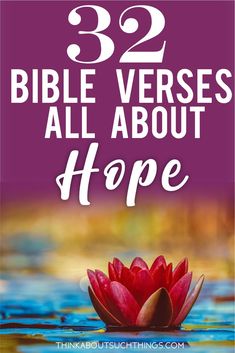 the words 52 bible verses all about hope are in front of a water lily