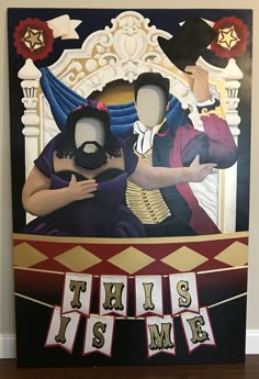 this is me poster with two people dressed up as the same man and woman on it