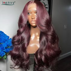 Red Colored Body Wave Lace Front Wig Burgundy 99J Lace Front Wig 13X4 13X6 Hd Lace Frontal Wig Curly 99j Lace Front Wig, Wig Business, Body Wave Lace Front Wig, Braided Hairstyles For Black Women Cornrows, Lace Fronts, Closure Wigs, Lace Frontal Wigs, Cute Box Braids Hairstyles, Pink Highlights