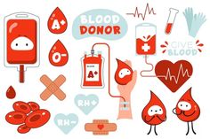 blood donation stickers are shown in this illustration