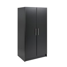 a tall black cabinet with two doors