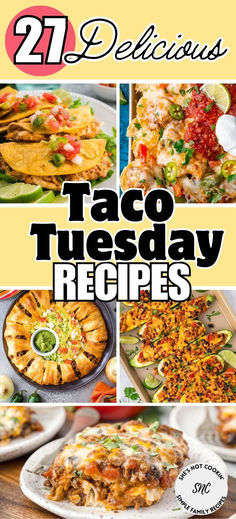 Photo collage of taco Tuesday recipes. Taco Tuesday Chicken Recipes, Easy Taco Meals For Dinner, Easy Taco Night Recipes, Taco Tuesday For Two, Taco Night Recipes Beef, Taco Like Dinners, Taco Ideas For Dinner Simple, Taco Tuesday Food Ideas, Recipes For Taco Tuesday