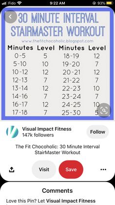 an iphone screen showing the timers and times for different workout levels, including 30 minute intervals