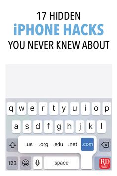 an iphone keyboard with the text 17 hidden iphone hacks you never knew about