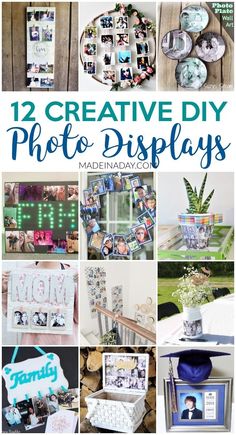 twelve creative diy photo displays with text overlay