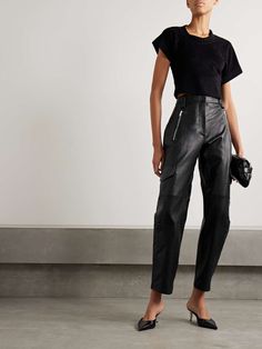 PROENZA SCHOULER Leather tapered cargo pants | NET-A-PORTER Pants Elegant Outfit, Tapered Cargo Pants, Pants Elegant, Cotton Cargo Pants, Utilitarian Style, Dark Khaki, Leather Trousers, Tapered Pants, Cargo Pant