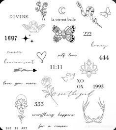 some tattoos on a white background