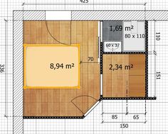 a floor plan with measurements for the room