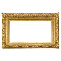 an antique gold frame with ornate designs on the edges and sides, isolated against a white background