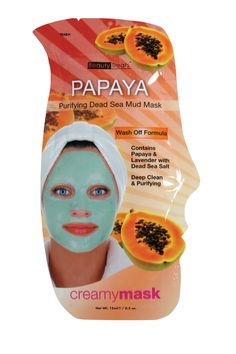 Papaya Purifying Dead Sea Mud Mask Papaya Purifying Dead Sea Mud MaskDeep clean & Purifying! Beauty Treats Papaya Purifying Dead Sea Mud MaskA unique combination of Dead Sea Salt and exceptionally soothing natural ingredients such as Papaya, Lavender & Bergamot, purifies your tired skin.It drains impurities from within, leaving the skin clarified, more radiant and refreshingly clean & clear.How to Use:1. Thoroughly cleanse face.2. Open sachet and apply mask evenly over face and neck, Sea Mask, Papaya Mask, Dead Sea Mud Mask, Dead Sea Mud, Lavender Extract, Beauty Treats, Dead Sea Salt, Mud Mask, Dead Sea