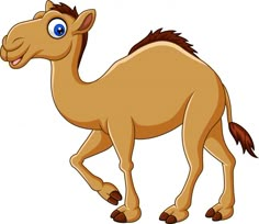 a cartoon camel with big blue eyes