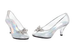 Glass Slipper Shoes Perfect for every princess! Clear closed toe pump with decorative metallic butterfly at the toe and a 3 inch heel. Glass Slipper Heels, Glass Slipper Wedding Shoes, Ladies Halloween Costumes, Slipper Heels, Sepatu Pump, Ladies Costumes, Clear Butterfly, Butterfly Princess, Clear Pumps