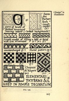 an old book with many different patterns and designs on it, including the letter c