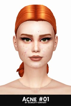 a woman with red hair and freckles on her face is shown in the image