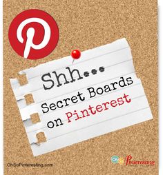 a piece of paper with pin on it and the words, shr secret boards on pinterest