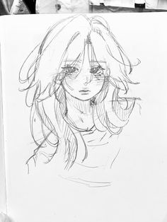 a drawing of a girl with long hair