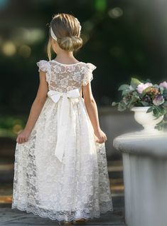 Country Flower Girls, Baby Lace Dress, Mary Dress, Stella Dress, Pleasant Grove, Champagne Dress, Tipi Wedding, Dress Bow, Custom Dress