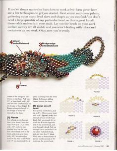 an open book with instructions on how to make beaded bracelets and necklaces