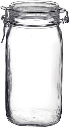 a large glass jar with a metal handle