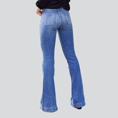 Stay ahead of the fashion game with our 2023 Spring-Summer Collection vintage bootcut jeans. Combining street vibe with a hint of mid-rise retro allure. our jeans are crafted for those who live for fashion. Whether you're out for lunch. or dancing the night away. these jeans will make you look and feel fabulous!Why These Jeans are the Perfect ChoiceOur jeans are textured to bring out the best in you. With an exquisite zipper and button closure. each movement is a testament to your fashion-savvy Trendy Medium Wash Flares With Five Pockets, Mid-rise Denim Blue Flares For Fall, Chic Flare Denim Jeans, Denim Blue Flare Jeans With Five Pockets, Trendy Fall Flares In Medium Wash, Trendy High Rise Medium Wash Flares, Trendy Medium Wash Flares For Fall, Casual High Rise Dark Wash Flares, Trendy Medium Wash Fall Flares