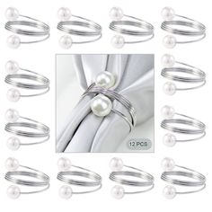 PRICES MAY VARY. 🎄【High Quality Material】The pearl napkin ring is made of high-quality metal material with 2 silvery white pearls,The round ring has undergone high-standard anti-rust,anti-corrosion and anti-scratch electroplating,smooth surface,sturdy and durable,It will not scratch our napkin when using.The pearls are 12mm artificial pearls with the same size and crystal clear appearance,light and elegant. 🎄【Perfect Decoration】Each pearl napkin ring measures approximately 1.38 inches in diame Pearl Napkin Rings, Serviette Ring, Rings Holder, Metal Napkin Rings, Silver Napkin Rings, Rings Metal, Dinner Table Decor, Candle Light Dinner, Tabletop Accessories