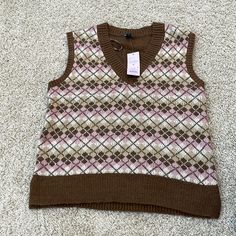 New With Tags. Soft Material. Brown And Pink. Trendy Pink Sweater Vest For Fall, Casual Pink Sweater Vest For Winter, Casual Pink Winter Sweater Vest, Casual Pink Sweater Vest For Fall, Trendy Pink Sweater Vest For Winter, Trendy Pink Sleeveless Sweater, Trendy Sleeveless Pink Sweater, Pink Casual Winter Vest, Casual Pink Winter Vest