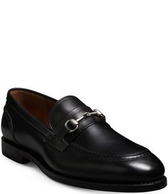 From Allen-Edmonds&#x2C; the Men's Randolph Bit Slip-On Loafers feature:Ultra-refined&#x2C; premium European calfskin leatherSlip-on dress loafer with metal bitFits smaller than their original Randolph loafer. We recommend taking a half size larger than your standard size360 bench welt construction for durability and stabilityLeather lined interiorSingle layer&#x2C; vegetable-tanned leather soles give it a sleek&#x2C; low profilePORON Black Loafers Men, Business Clothes, Allen Edmonds Shoes, Dress Loafers, Allen Edmonds, Black Loafers, Business Outfits, Dillard's, Vegetable Tanned Leather