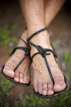 The original Luna Sandals - instant bone material there....of course it's all about the feet & those are pretty much perfect specimens in my book.: Luna Sandals, Barefoot Running, Simple Sandals, Mens Leather Sandals, Rope Cord, Minimalist Shoes, Barefoot Shoes, Handmade Shoes