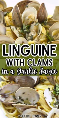 linguinne with clams in a garlic sauce is an easy and delicious side dish