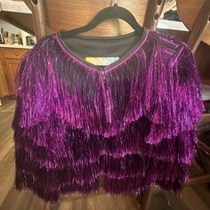 Brand New Never Worn Lavender Haze Fringe And Co Jacket. Just In Time For Taylor Swifts Final Us Leg Of Her Tour! Show Up Dazzling In The Lavender Haze Fringe Jacket. Size Small Fits Loose So Would Fit Size Xs-M Bnwt Purple Fall Party Outerwear, Purple Outerwear For Evening In Fall, Purple Long Sleeve Outerwear For Party, Elegant Purple Party Outerwear, Purple Long Sleeve Party Outerwear, Lavender Haze Jacket, Casual Multicolor Fringe Outerwear, Purple Fringe Jacket, Luxury Beaded Fringe Women's Outerwear