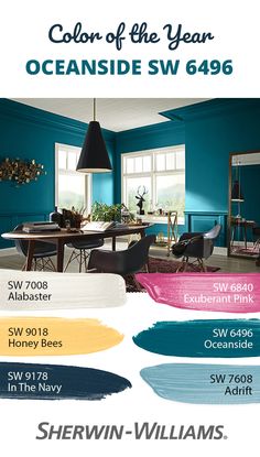 an advertisement for the color of the year oceanside sw 649