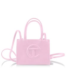 Bought During 06/23 Bag Security, Never Worn, Nwt, Comes With Dust Bag Tan Box Bag For Shopping, Pink Telfar Bag, Light Pink Purse, Jelly Bag, Small Tote Bag, Pink Tote, Girly Bags, Pink Purse, Bag Light