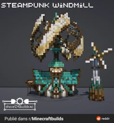 the steampunk windmill is made out of legos and has been designed to look like