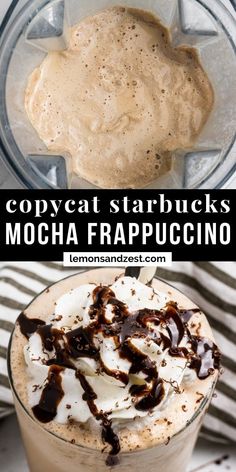 an easy homemade mocha frapuccino recipe in a blender