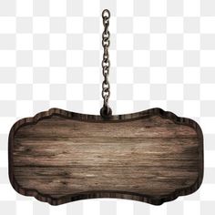 a wooden sign hanging from a chain on a white background png clipart free