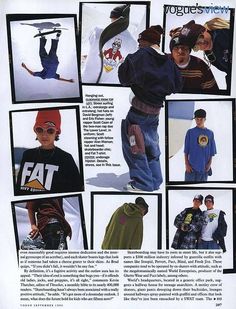 an article in the magazine features photos of young men with skateboards and wearing beanies