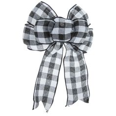 a black and white checkered bow on a white background