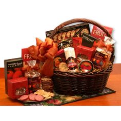 A Grand World of Thanks Gourmet gift basket conveys your appreciation in grand style. Show them how much you appreciated their thoughtfulness or their hard work with A Grand World of Thanks Gourmet gift basket. Includes: Three pepper crackers, Honey Roasted Nuts, Creamy Roasted Garlic Cheese Spread, A World Of Thanks Theme Bag w. Specialty Snack Mix, Fruit & Nuts Snack Mix, Petite Fruit Candies, Dolcetto Cream Filled Pastry Cookies 4.4 oz. Cookies, Chocolate Supreme Cocoa and Cappuccino, Summer Sausage and 14" Dark Stain Basket. Disclaimer: *All contents subject to change based on availability at time of purchase. Any and all substitutions will maintain the monetary value of the ordered items respectively. *Although we attempt to ship process orders as quickly as possible, orders received Honey Themed Baskets, Garlic Cheese Spread, Cream Filled Pastry, Theme Gift Baskets, Deli Platters, Pastry Cream Filling, Pastry Cookies, Mix Fruit, Summer Sausage