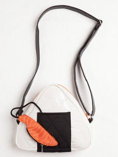 I would totally wear this EVERYWHERE if I had one Sushi Accessories, Funky Purses, Salmon Sushi, Cute Sewing Projects, Diy Baby Gifts, Unique Purses, Novelty Bags, Unique Kids, Tote Bag Pattern